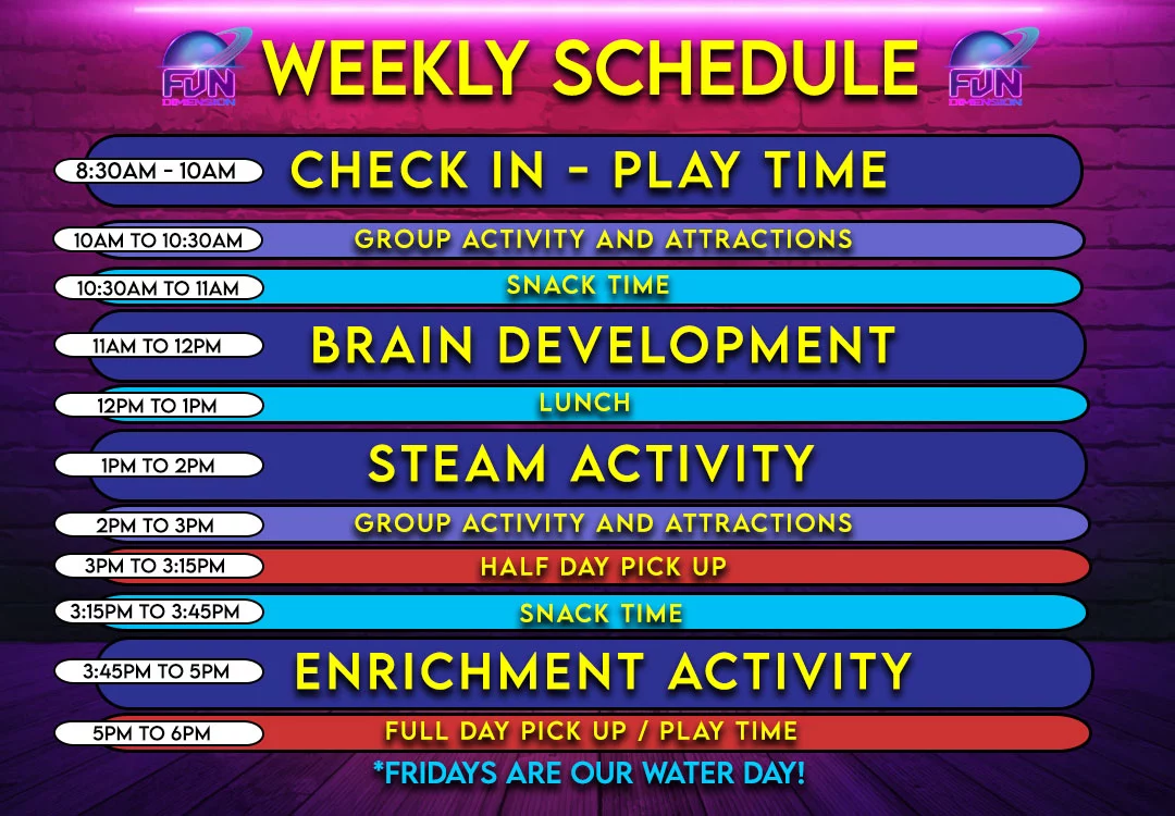 weekly schedule at fundimension miami